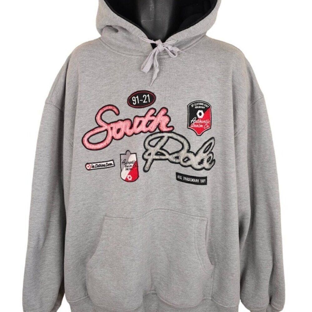 Vintage Southpole Sweatshirt Hoodie Mens Size 2XL Gray Streetwear Embroidered
